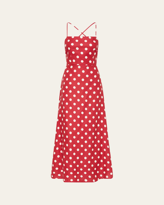 Lori Polka-Dot Linen Maxi Dress